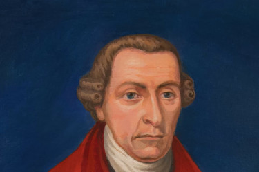 Portrait of Patrick henry wearing a red robe.