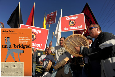 Native American activists protesting the former mascot and name of the Washington Commanders.