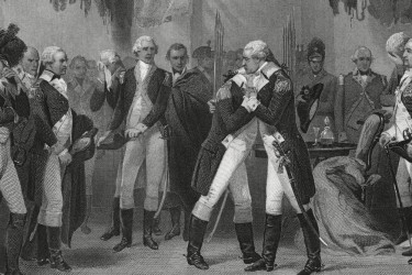George Washington saying farewell to his officers in 1783.