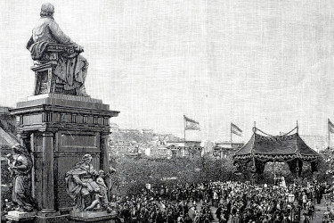 The unveiling of the Deak Monument, statue of Ferenc Deak, in Budapest 1887.