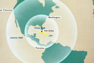 Defense Department map of showing the U.S. within missile range from Cuba.