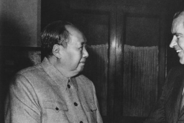 Mao Zedong meets President Nixon during his first visit to China in 1972.