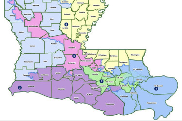 A map of a proposed redistricting plan in Louisiana.