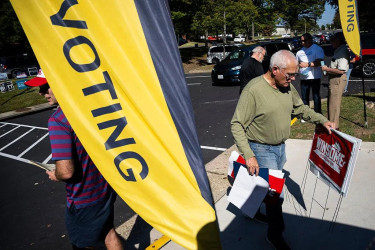 Virginia residents outside of an early voting location.