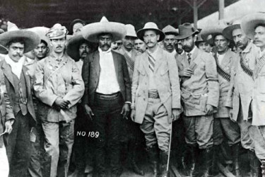 Group of men including General Manuel Asúnsolo, General Emiliano Zapata, Abraham Martínez