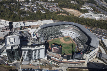 Bird's-eye view of Atlanta Braves baseball stadium.
