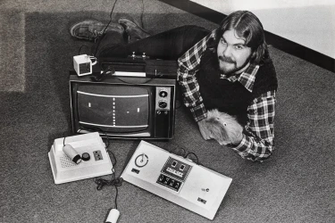 Glen Dash with video game equipment at MIT's NSF-funded Innovation Center.