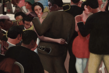 Archibald J. Motley, Jr.'s 1929 painting entitled "Blues," from 1929 depicting Black musicians and dancers.