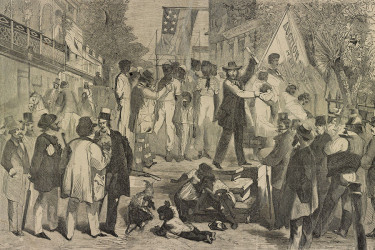 'A slave auction at the South' by Theodore R. Davis, from Harper’s Weekly, July 1861