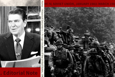 Ronald Reagan; soldiers marching.