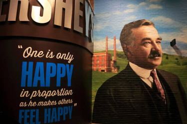 A mural of Milton S. Hershey, the founder of The Hershey Company.