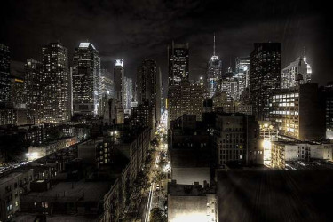 New York City at night.