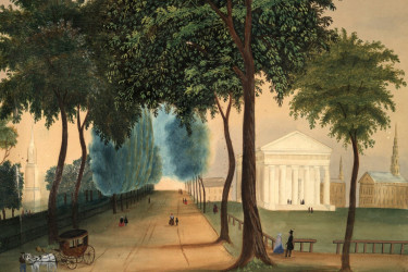 Drawing of Yale University, from likely the 17th century.