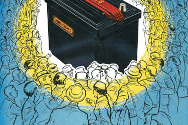 Advertisement for Lucas brand car batteries, 1958.