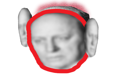 Distorted photo of Henry James with two Henry James faces as ears.