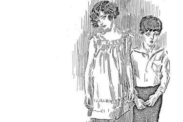 Sullen boy and girl illustration from a 1926 Good Housekeeping article.