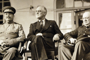 Joseph Stalin, Franklin D. Roosevelt, and Winston Churchill.
