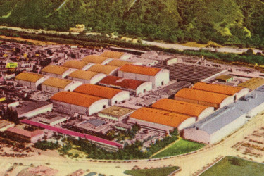 Aerial view of the Warner Bros studio lot.