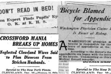 Newspaper clippings warning against various vices.