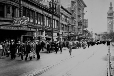 Striking workers march in San Francisco during the general strike, July 16, 1934.