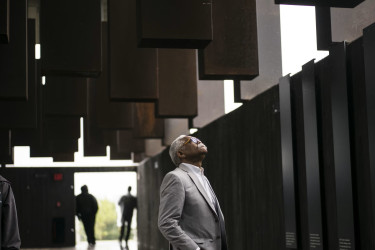 Museum visitors at the National Memorial for Peace and Justice.