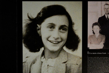Photo of Anne Frank and museum descriptions.