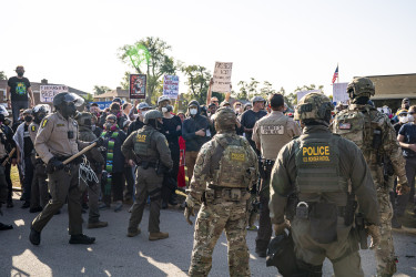 Confrontation between ICE and protestors in Chicago.