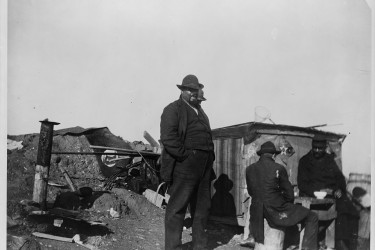 Black men living in a shanty during the Pullman Car strike.