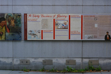 Slavery exhibit outside Independence National Historical Park in Philadelphia, later removed by the National Park Service.
