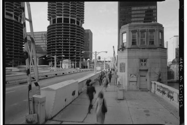 A city sidewalk in Chicago.
