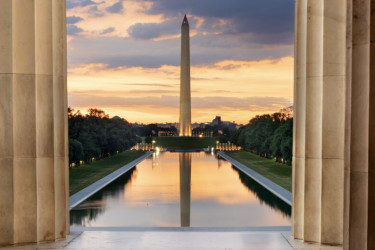 Washington Monument and Reflecting Pool from Lincoln Memorial.