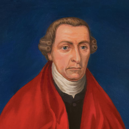 Portrait of Patrick henry wearing a red robe.