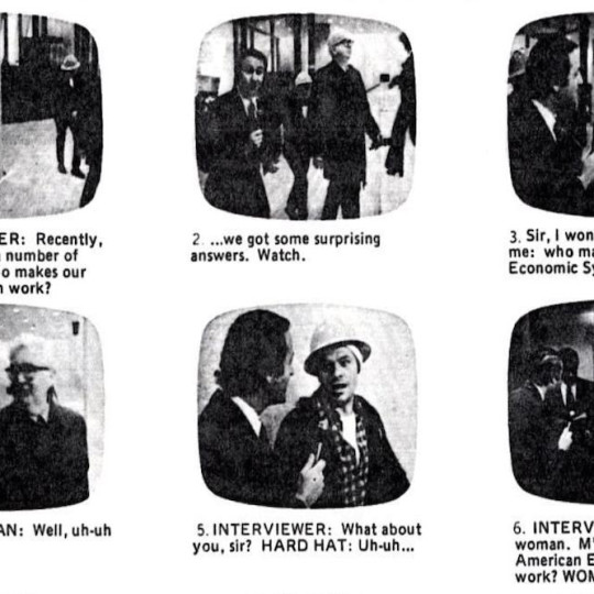 Screen shots and captions from a public service campaign about the economy.