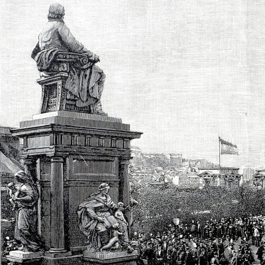 The unveiling of the Deak Monument, statue of Ferenc Deak, in Budapest 1887.