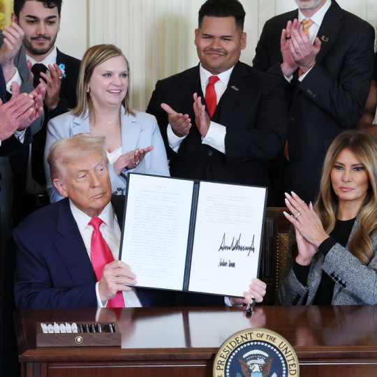 President Trump and First Lady Melania Trump with Administration members and foster-care advocates at a signing ceremony for the “Fostering the Future” executive order, on November 13th.Photograph by Anna Moneymaker / Getty