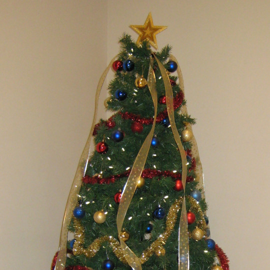 An artificial Christmas tree