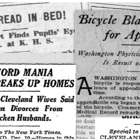 Newspaper clippings warning against various vices.