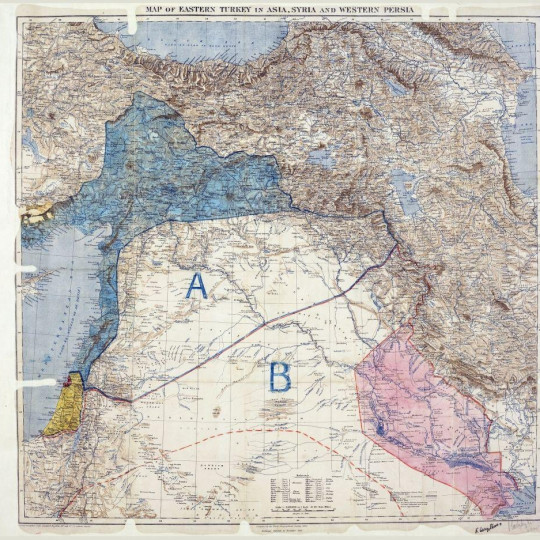 Map of the Sykes-Picot Agreement.