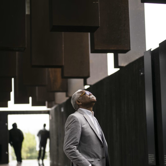 Museum visitors at the National Memorial for Peace and Justice.