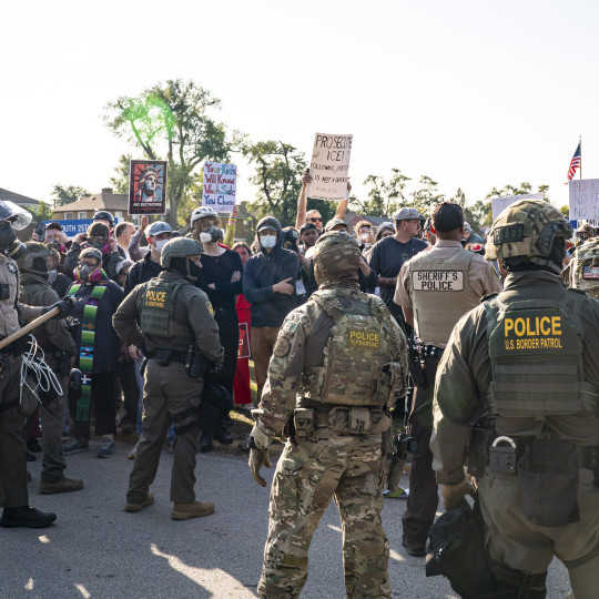 Confrontation between ICE and protestors in Chicago.