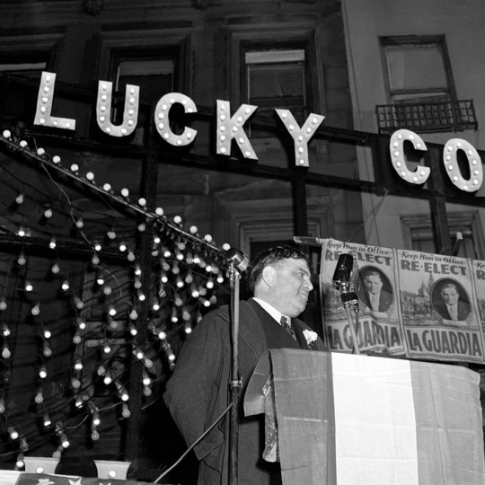 Fiorello La Guardia speaking in 1933 in East Harlem.
