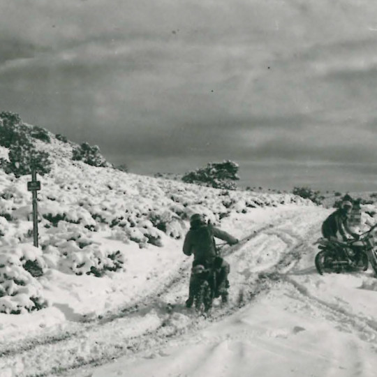 Barstow-to-Vegas dirt bike racers on a trail.