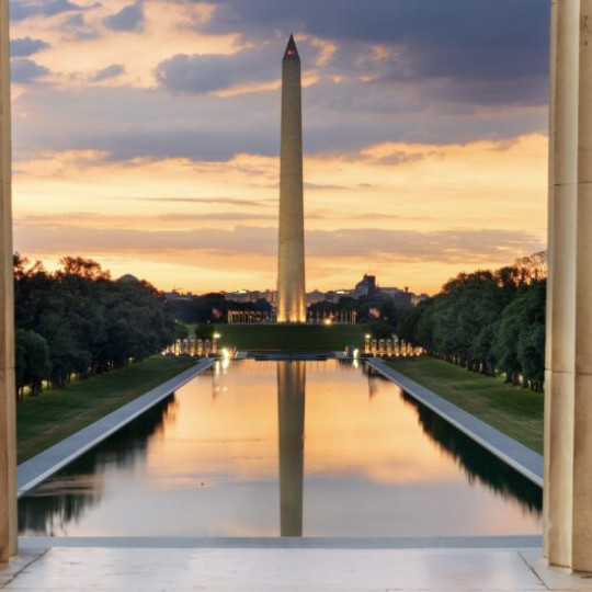 Washington Monument and Reflecting Pool from Lincoln Memorial.