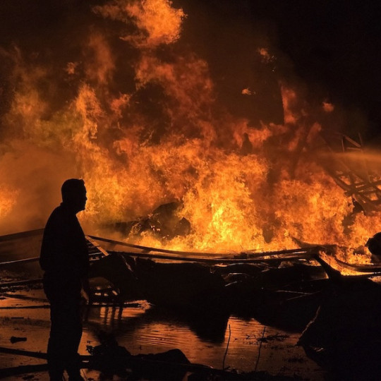 Fires raging after Israeli air strikes hit a solar farm in Tyre, Lebanon, on the fifth day of the US–Israeli war with Iran.