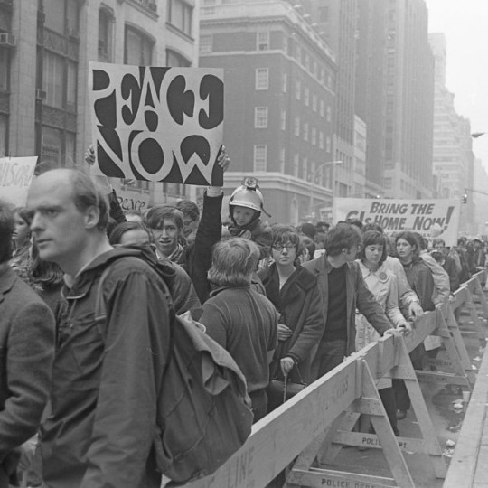 Anti-Vietnam War Protest in a city.