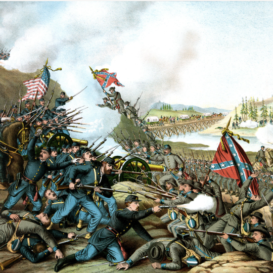 Painting of a battle during the American Civil War.