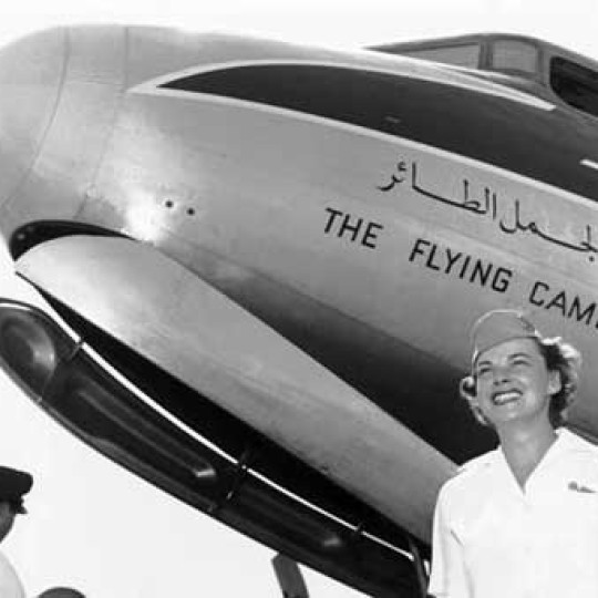 A woman in front of an airplane called 