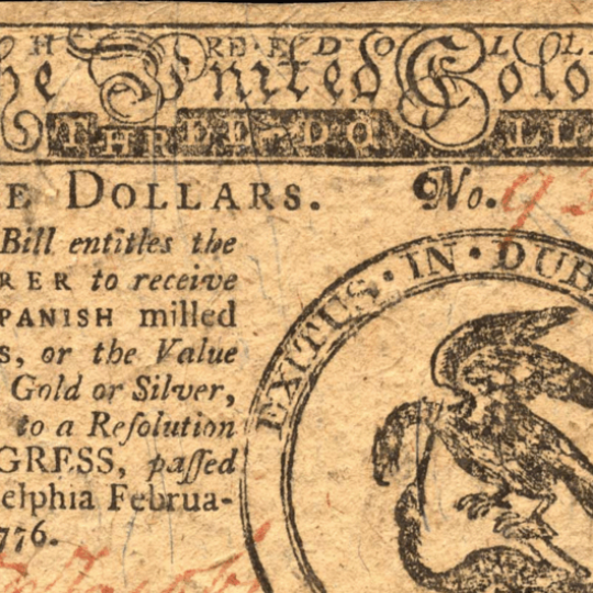 Paper Continental Currency from 1776.