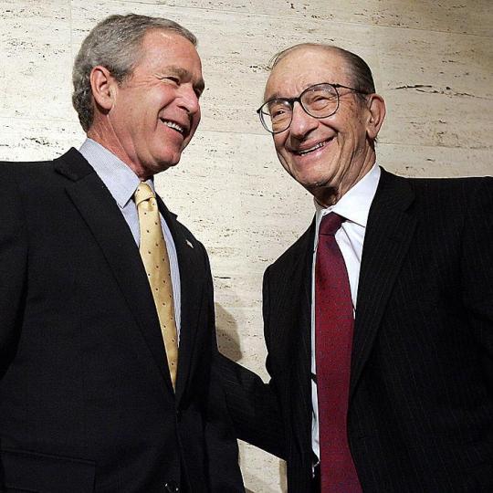 Alan Greenspan with George W. Bush