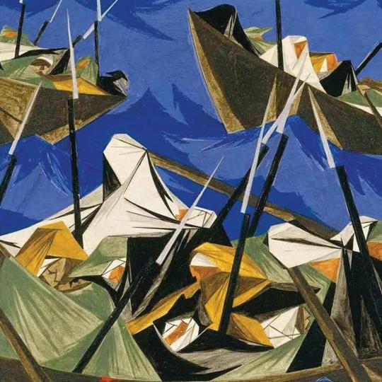 Jacob Lawrence, detail from Struggle Series—No. 10: Washington Crossing the Delaware, 1954.